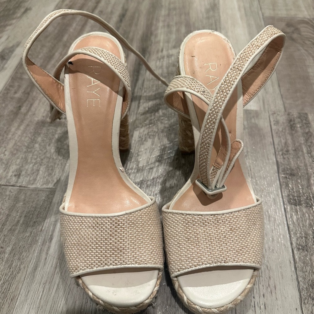 RAYE Natural Raffia Platform Wedge Sandals with Ankle Strap - Picture 4 of 6